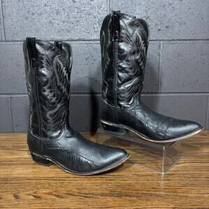 Vintage Laredo 4574 Black Snakeskin Leather Cowboy Boots Men’s 11 Made In Mexico